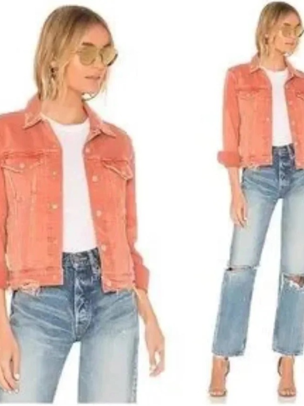 AMO Kids Rust Orange Distressed Denim Jacket